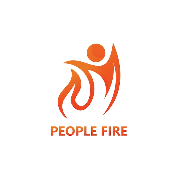 Vector de diseño de plantilla de logotipo de fuego de personas, emblema, concepto de diseño, símbolo creativo, icono