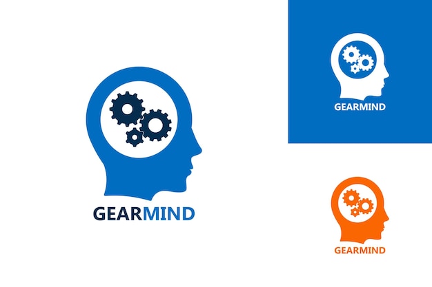 Vector de diseño de plantilla de logotipo Gear Mind, emblema, concepto de diseño, símbolo creativo, icono
