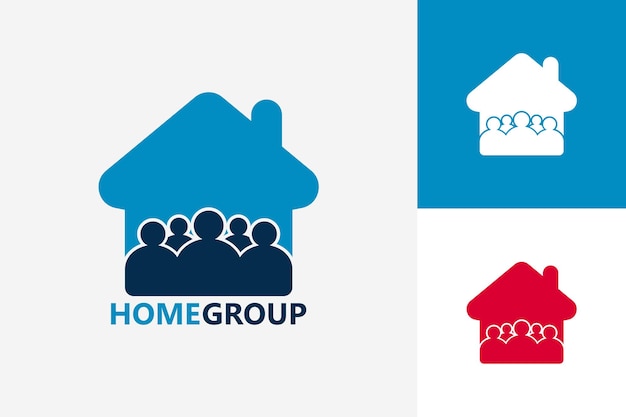 Vector de diseño de plantilla de logotipo de grupo familiar hogar, emblema, concepto de diseño, símbolo creativo, icono