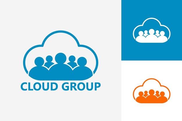 Vector de diseño de plantilla de logotipo de grupo de nube, emblema, concepto de diseño, símbolo creativo, icono