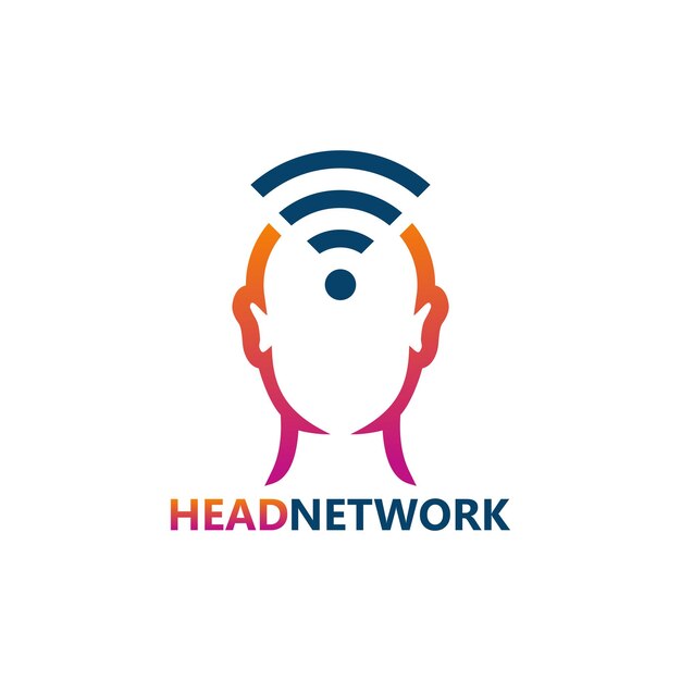 Vector de diseño de plantilla de logotipo de Head Network, emblema, concepto de diseño, símbolo creativo, icono