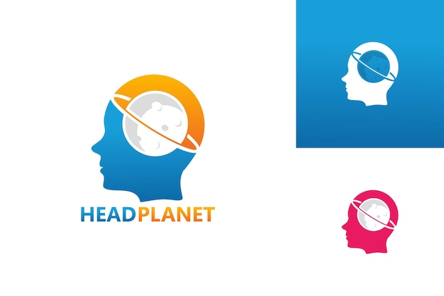 Vector de diseño de plantilla de logotipo head planet, emblema, concepto de diseño, símbolo creativo, icono