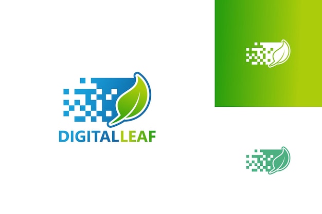 Vector de diseño de plantilla de logotipo de hoja digital, emblema, concepto de diseño, símbolo creativo, icono