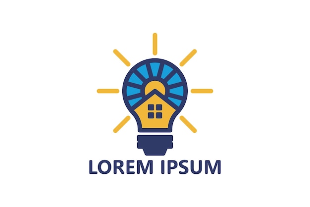 Vector de diseño de plantilla de logotipo de idea de bombilla de casa