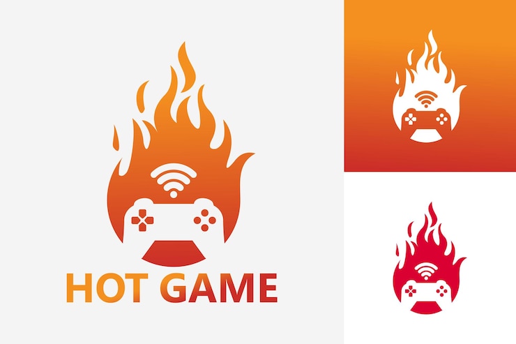 Vector vector de diseño de plantilla de logotipo de juego caliente, emblema, concepto de diseño, símbolo creativo, icono