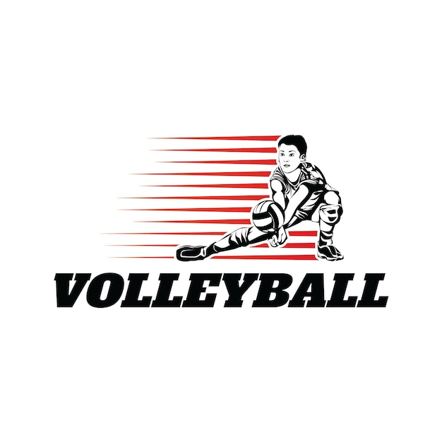 Vector de diseño de plantilla de logotipo de jugador de voleibol