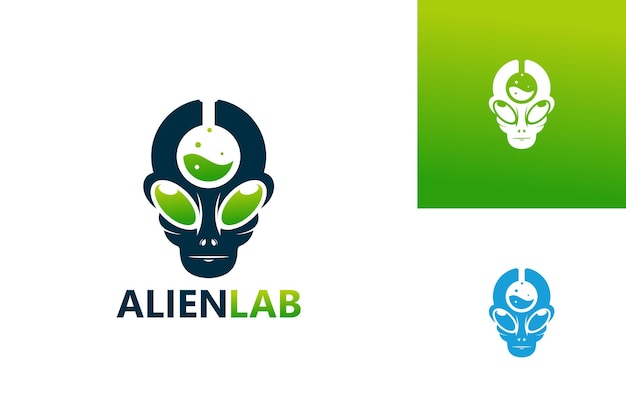 Vector de diseño de plantilla de logotipo de laboratorio alienígena, emblema, concepto de diseño, símbolo creativo, icono