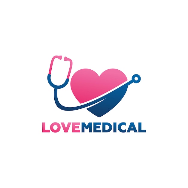 Vector de diseño de plantilla de logotipo médico de amor, emblema, concepto de diseño, símbolo creativo, icono