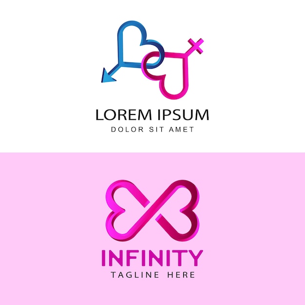 Vector de diseño de plantilla de logotipo médico de amor de género e infinito