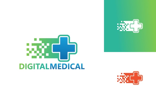 Vector de diseño de plantilla de logotipo médico digital, emblema, concepto de diseño, símbolo creativo, icono