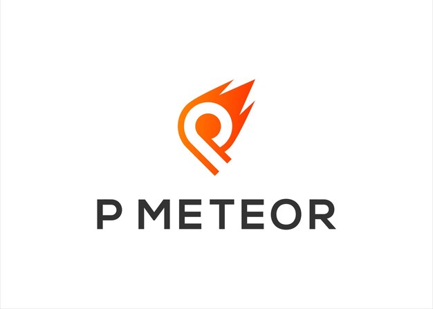 Vector de diseño de plantilla de logotipo de meteorito de letra P