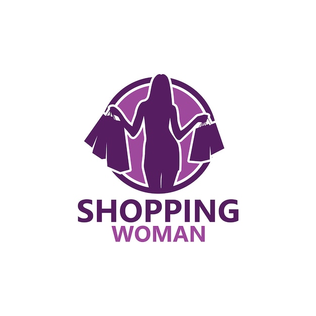 Vector de diseño de plantilla de logotipo de mujer de compras