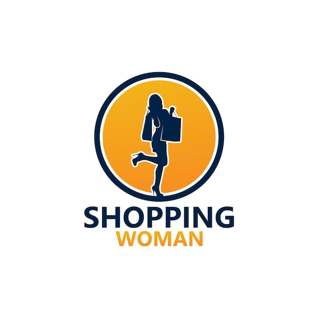 Vector vector de diseño de plantilla de logotipo de mujer de compras