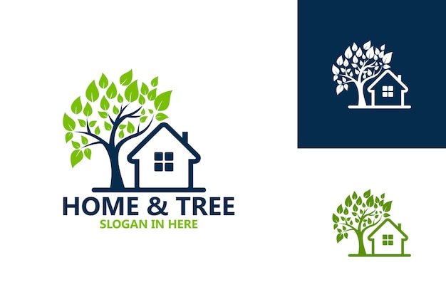 Vector de diseño de plantilla de logotipo de naturaleza de hogar y árbol, emblema, concepto de diseño, símbolo creativo, icono