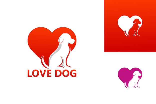 Vector de diseño de plantilla de logotipo de perro de amor, emblema, concepto de diseño, símbolo creativo, icono