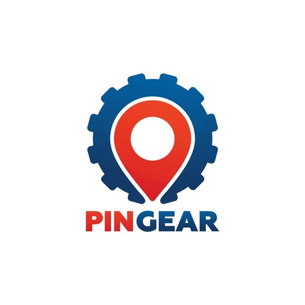 Vector de diseño de plantilla de logotipo de Pin Gear, emblema, concepto de diseño, símbolo creativo, icono