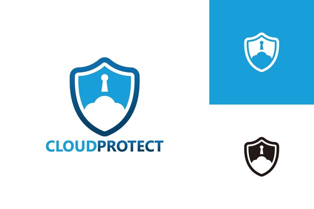 Vector de diseño de plantilla de logotipo de protección de nube, emblema, concepto de diseño, símbolo creativo, icono