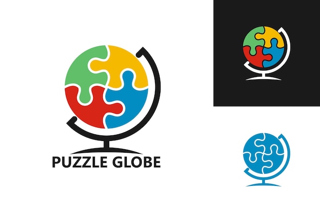 Vector de diseño de plantilla de logotipo de Puzzle Globe, emblema, concepto de diseño, símbolo creativo, icono