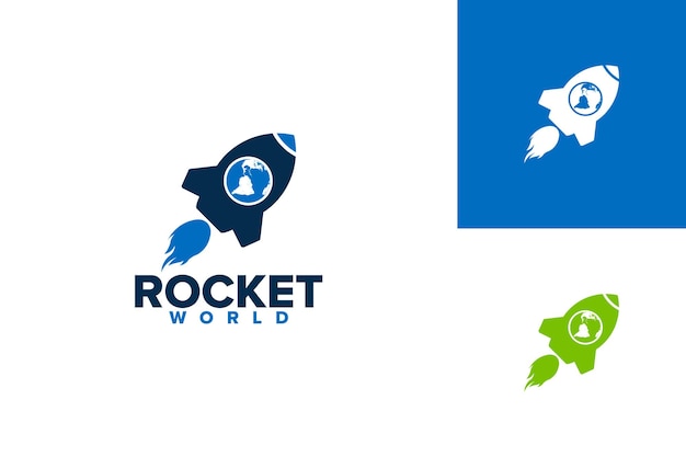 Vector de diseño de plantilla de logotipo de Rocket World, emblema, concepto de diseño, símbolo creativo, icono