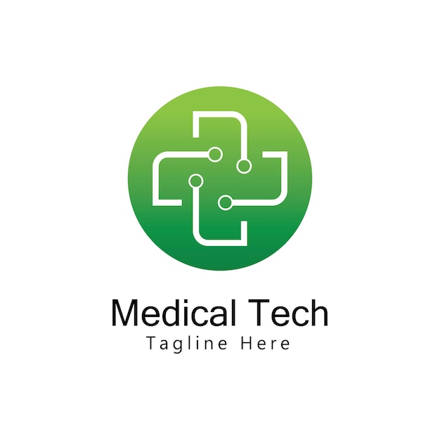 Vector de diseño de plantilla de logotipo de tecnología médica. Icono. Símbolo. Emblema