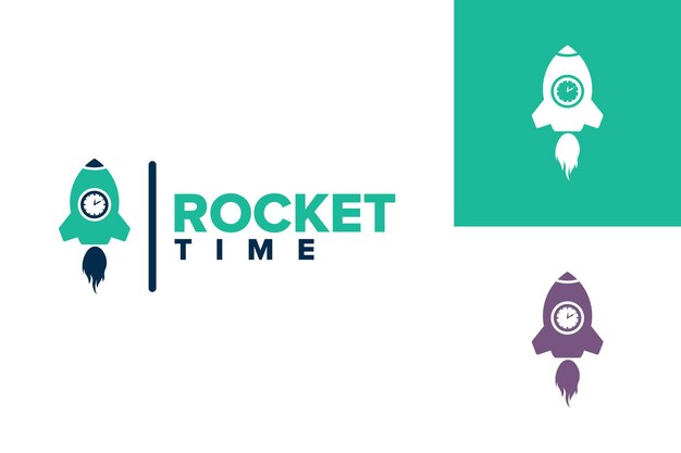 Vector de diseño de plantilla de logotipo de tiempo de cohete, emblema, concepto de diseño, símbolo creativo, icono