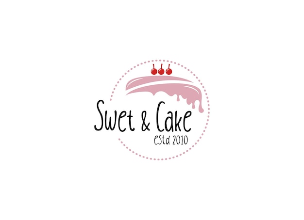 Vector de diseño de plantilla de logotipo de la tienda de dulces Ilustración de pastel con cerezas