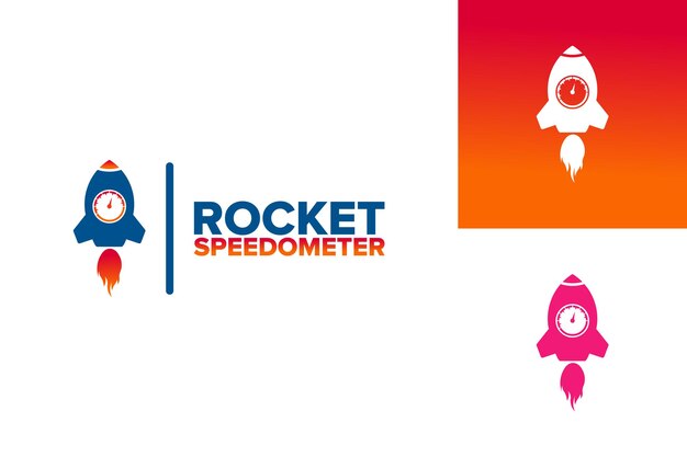Vector de diseño de plantilla de logotipo de velocímetro de cohete, emblema, concepto de diseño, símbolo creativo, icono