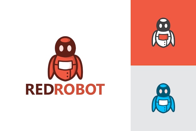 Vector de diseño de plantilla de personaje de logotipo de robot rojo, emblema, concepto de diseño, símbolo creativo, icono