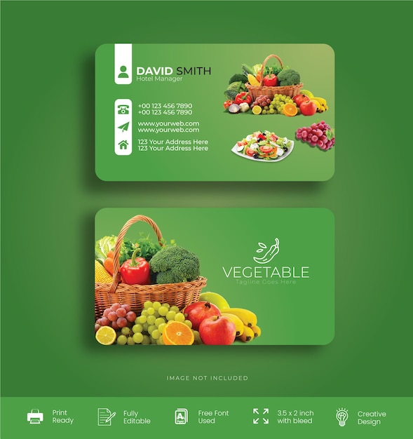 Vector de diseño de plantilla de tarjeta de visita vegetal creativa moderna