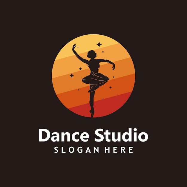 Vector de diseño de plantillas de logotipo de estudio de danza