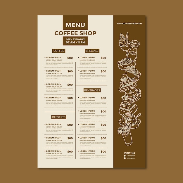 Vector de diseño de plantillas de menús de restaurantes