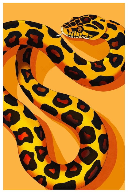 Vector diseño de póster de serpiente leopardo de moda Arte de pared moderno con una serpiente
