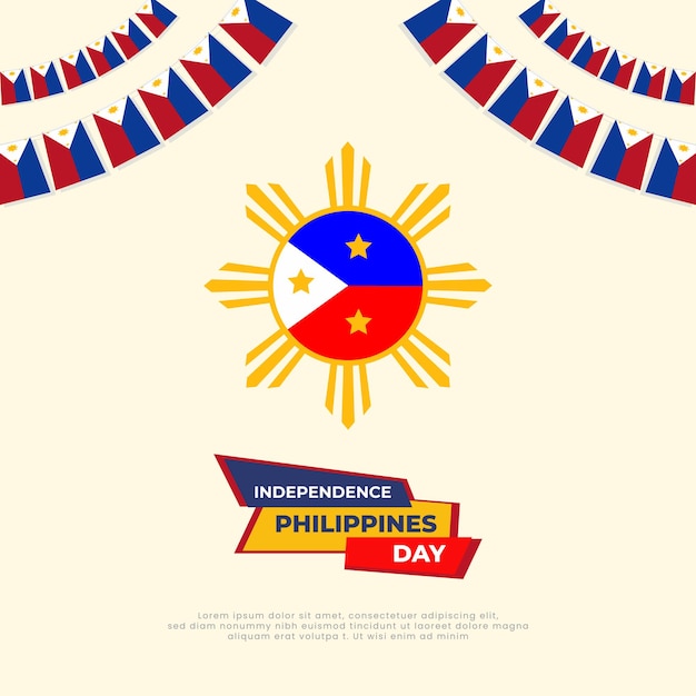 Vector vector diseño de publicación de redes sociales de celebración del día de la independencia de filipinas