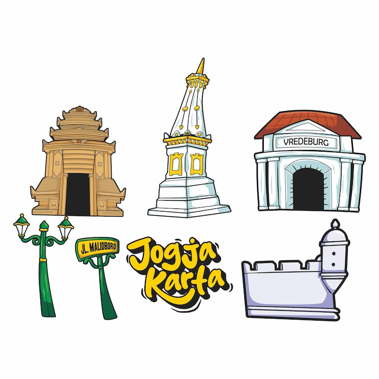 Vector vector de diseño de puntos de referencia de jogjakarta