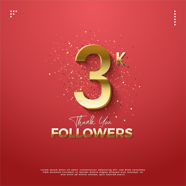 Vector de diseño de seguidores de 3k con fondo premium de vector de concepto de color bastante rosa