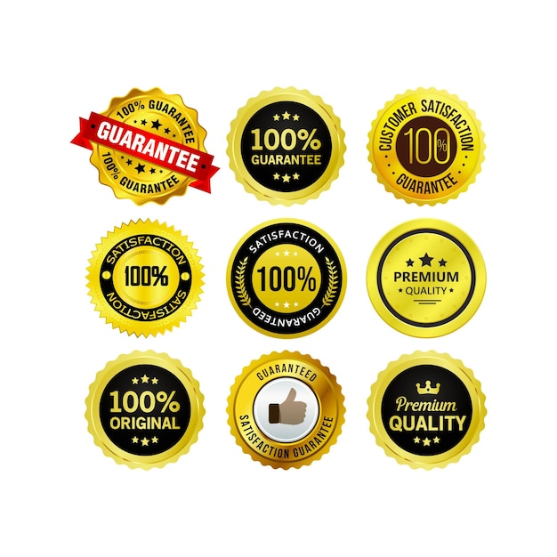 Vector de diseño Sello de emblema de oro Garantía de satisfacción