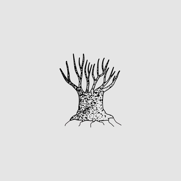 Vector de diseño de silueta de árbol dibujado a mano