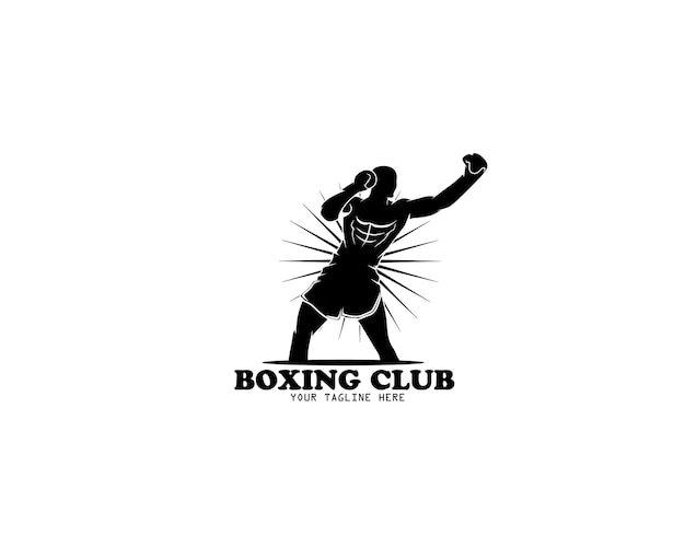 Vector de diseño de silueta de logotipo de boxeador