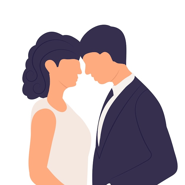 Vector de diseño de silueta de novios acuarela aislado
