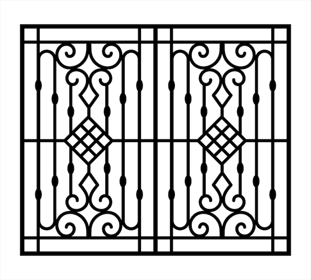 Vector de diseño de silueta de rejilla de ventana de acero de hierro