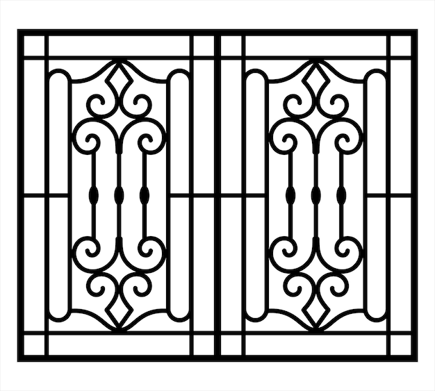 Vector de diseño de silueta de rejilla de ventana de acero de hierro