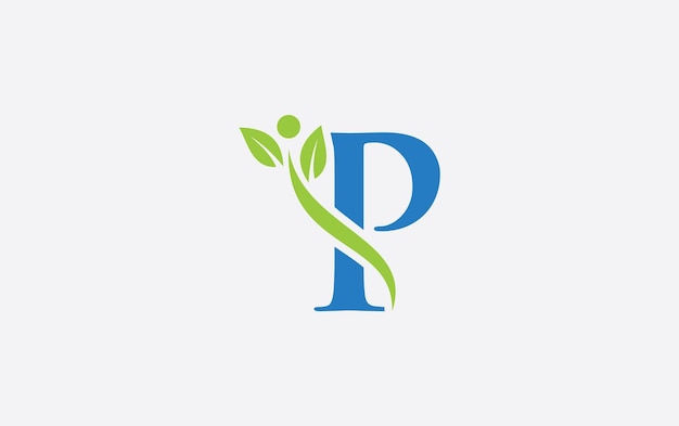 Vector de diseño de símbolos de la letra P de nutrición y salud