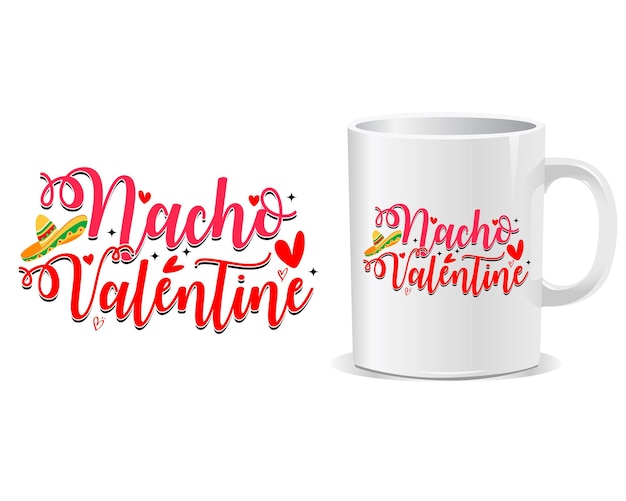 Vector vector de diseño de taza de citas de feliz día de san valentín de nacho valentine