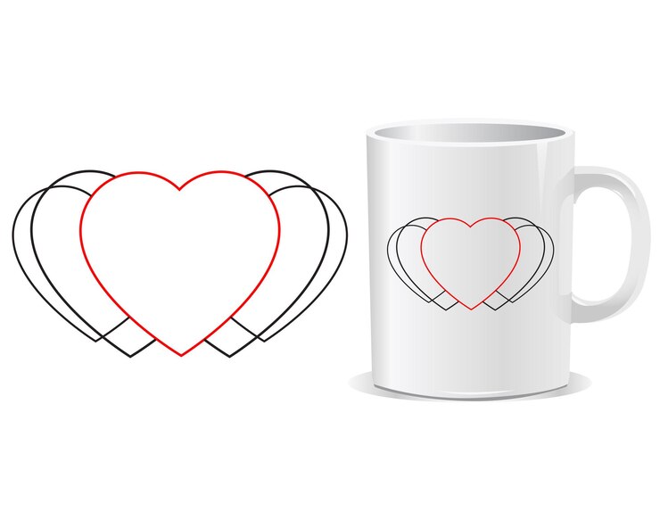 Vector vector de diseño de taza de corazón feliz día de san valentín