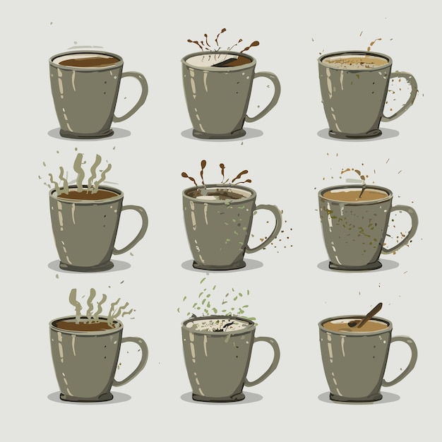 Vector vector de diseño de tazas de café spashes