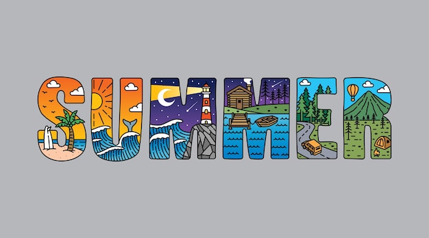 Vector de diseño de tipografía de verano para carteles de camisetas y otros usos
