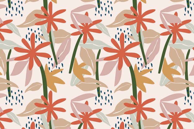 Vector de diseño de tonos de tierra con elementos de collage de patrones florales