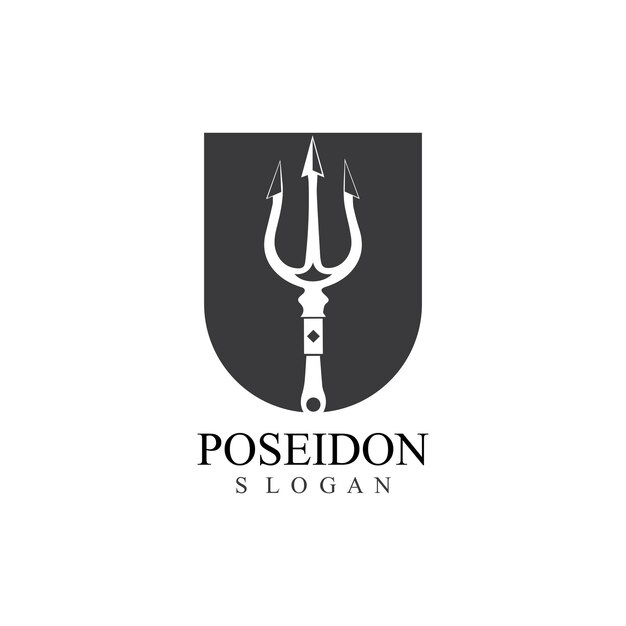 Vector de diseño tridente y plantilla de ilustración de icono de poseidón