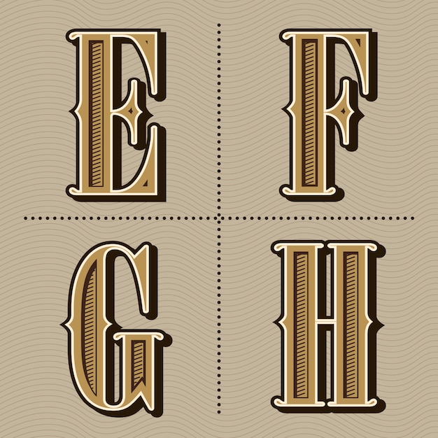 Vector vector de diseño vintage de letras del alfabeto occidental