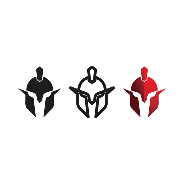 Vector de diseños de icono de logotipo de casco espartano y gladiador